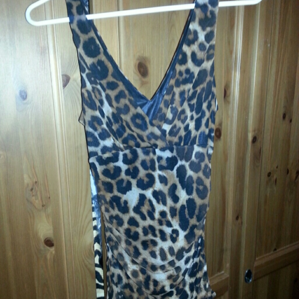 COPY - Super Sexy Leopard double V ruched sides fitted